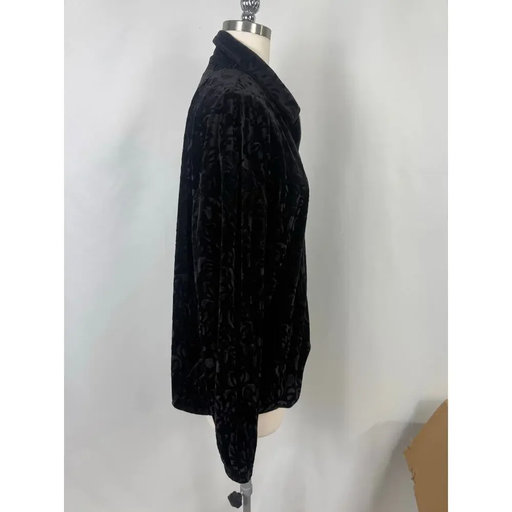Vintage Teddi‎ XL Velvet Patterned Light Zip-up Jacket Dark Romantic Vamp Gothic